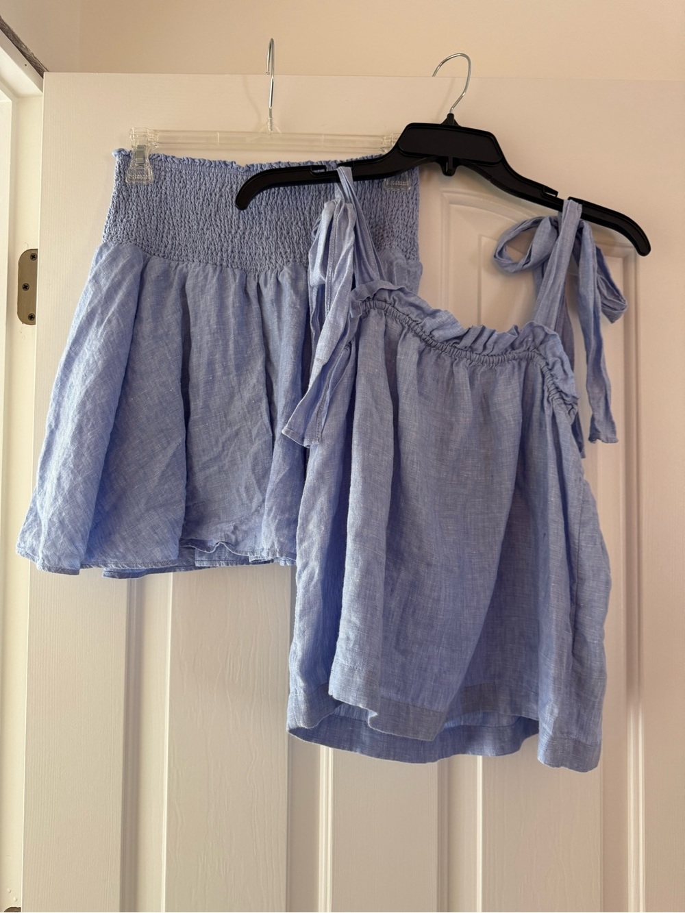 J. Crew Light Blue Linen Tie-Strap Tank Top